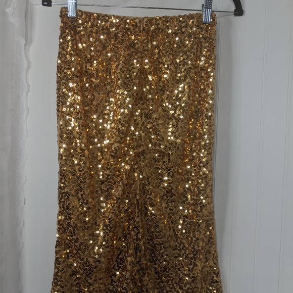 PRETTY GUIDE Gold Sequin Bodycon Pencil Skirt NWT Sz L - Picture 9 of 13
